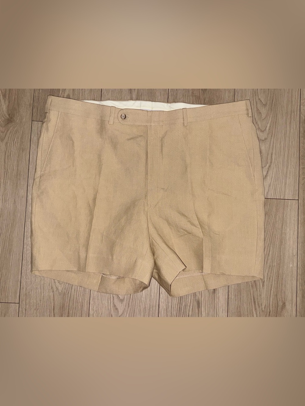 Tom James Tailored Clasic Mens Linen Shorts 48W Coastal Beige Summer Golf Resort